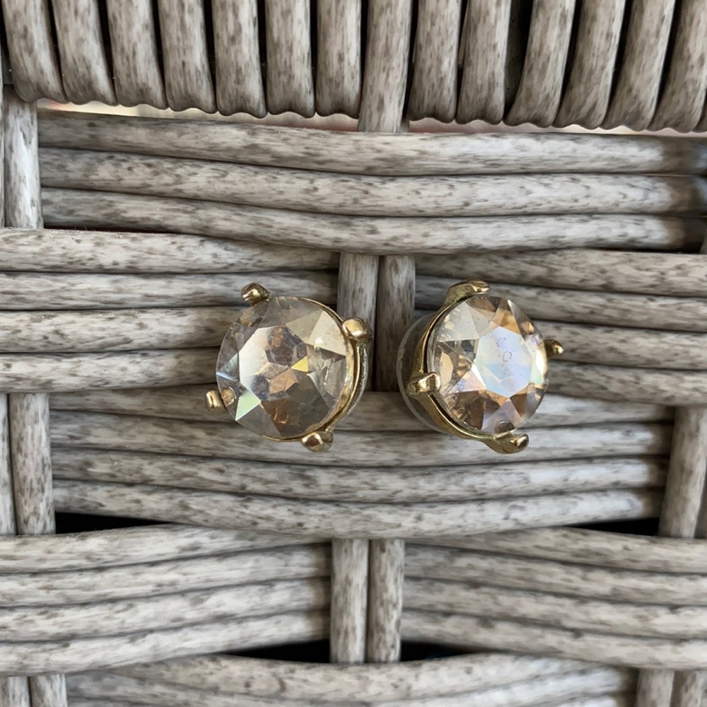 Large smoky rhinestone stud earrings
